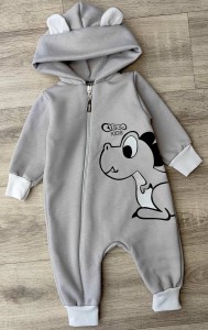 Чоловічок "Динозаврик" сірий, хлопчик 3-6-9-12 місяців