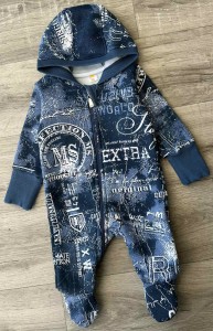 Чоловічок "Написи" синій(темний), хлопчик 3-6-9-12-18 місяців