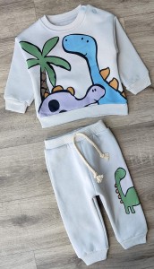 Костюм Flamindo "Динозавр" серый, мальчик 9-12-18-24 месяцев