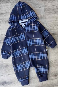 Человечек Elefin "Клеточка" голубой, мальчик 3-6-9-12 месяцев