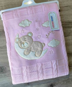 Плед Story Baby "Ведмедик" рожевий, дівчинка 80*90