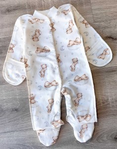 Чоловічок "Ведмедик на хмарі" молочний, унісекс 0-3 місяців