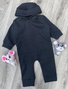 Ромпер «Однотонний» чорний, хлопчик 6-9-12-24 місяців