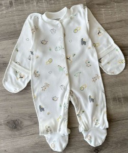 Человечек "Зверьки", белый, унисекс 0-3 месяцев