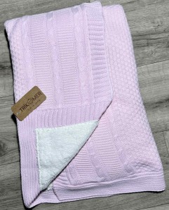 Плед Tricomer "Косичка+полоска" розовый, девочка 80*90