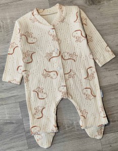 Человечек «Динозавр» бежевый, мальчик 0-3-6 месяцев