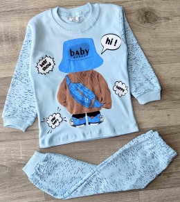 Пижама Supermini "Baby Happy" голубой, мальчик 1-2-3 года