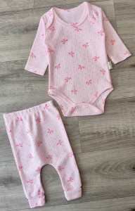 Комплект «Бантики» розовый, девочка 0-3-6 месяцев