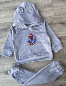 Костюм "Спайдер" серый, мальчик 9-12-24-36 месяцев