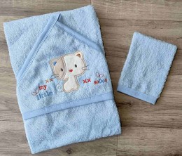 Полотенце Ramel "Котик"голубой, мальчик 100*100