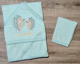 Полотенце Ramel "Ежики" зеленый (мятный/бирюзовый), унисекс 100*100