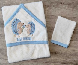 Полотенце Ramel "Ежики" голубой 2, мальчик 100*100