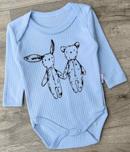Боди Findik "Зайчик+Ведмідь" блакитний, хлопчик 3-6-9-12-18 місяців