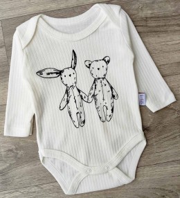 Боди Findik "Зайчик+Ведмідь" білий, унісекс 3-6-9-12-18 місяців