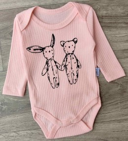 Боди Findik "Зайчик+Ведмідь" персиковий, дівчинка 3-6-9-12-18 місяців