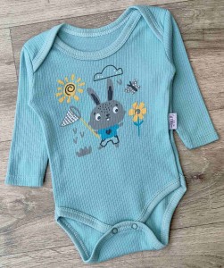 Боди Findik "Кролик" зеленый (бирюзовый), мальчик 3-6-9-12-18 месяцев
