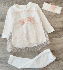 Комплект Findik "Квіточки", персиковий, дівчинка 3-6-9 місяців