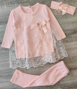 Комплект Findik "Бантик", персиковый, девочка 3-6-9  месяцев