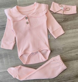 Комплект Findik «Рюши» персиковый, девочка 0-3-6 месяцев