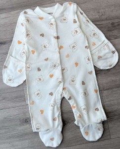 Человечек ''Bear" белый, унисекс 0-3 месяцев