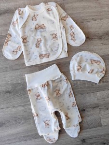 Комплект "Ведмежа на хмарі " білий, унісекс 0-3 місяців