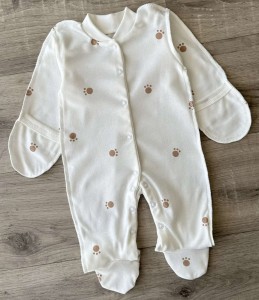 Человечек ''Лапки" белый, унисекс 0-3 месяцев