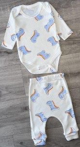 Комплект «Динозаврики» синій, хлопчик 0-3-6 місяців