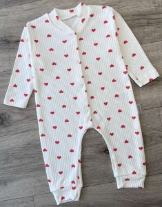 Чоловічок Supermini «Сердечки» молочний, дівчинка 0-3-6 місяців