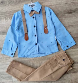 Костюм Lorio «Узор» голубой+бежевый, мальчик 5-6-7-8 лет