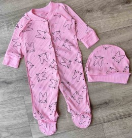 Человечек "Зайчик" розовый, девочка 0-3-6 месяцев