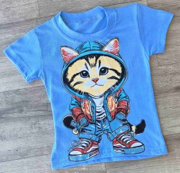 Футболка "Котик" блакитний, хлопчик 1,5-3-5-7-9 років