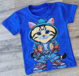 Футболка "Котик" синій(темний), хлопчик 1,5-3-5-7-9 років