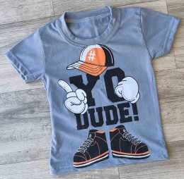 Футболка "Yo dude!" серый(графитовый), мальчик 1,5-3-5-7-9  лет