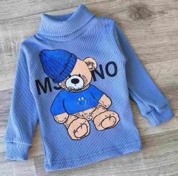 Водолазка "Мишка" голубой, мальчик 1,5-3-5-7-9 лет