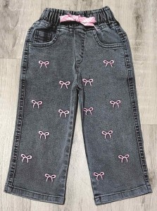 Джинсы Hiwro "Бантики" серый, девочка 5-6-7-8 лет