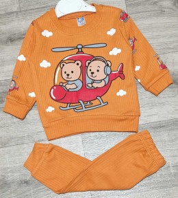 Костюм СGS "Вертолет" коричневый (кирпичный), мальчик 6-9-12-18 месяцев