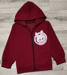 Кофта "Лабубу" , бордовый, девочка 5-7-9 лет