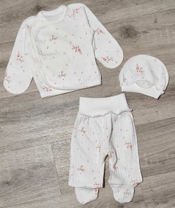Комплект "Сердечка" білий, дівчинка 0-3 місяців