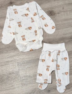 Комплект «Bear» білий, унісекс 0-3 місяців