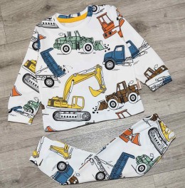 Пижама Supermini "Транспорт" молочный, мальчик 5-6-7-8 лет