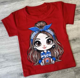 Футболка "Девочка" красный, девочка  1,5-3-5-7-9  лет