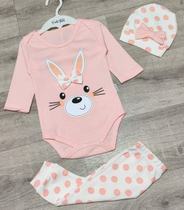 Комплект Poli Foni «Зайка» персиковый, девочка 3-6 месяцев