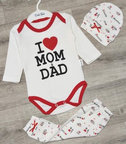 Комплект Poli Foni «I❤️» красный, девочка 3-6 месяцев