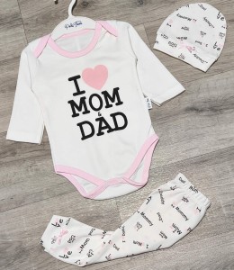 Комплект Poli Foni «I❤️» розовый, девочка 3-6 месяцев