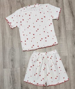 Пижама "Сердца" красный, девочка 10-11-12-13 лет