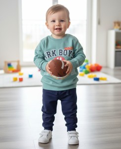 Костюм MARKI «Мишка футболист» зеленый, мальчик 6-9-12-18 месяцев