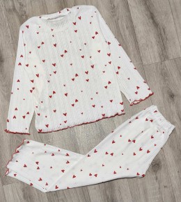 Пижама "Сердца" красный, девочка 3-5-7-9 лет