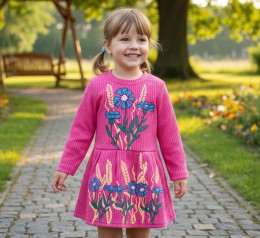 Платье «Васильки» малиновый, 1,5-3-5-7-9 года