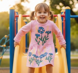 Платье «Васильки» розовый, 1,5-3-5-7-9 года