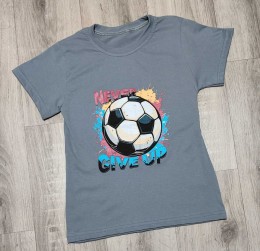 Футболка "Never"  серый(графитовый), мальчик 10-11-12-13 лет